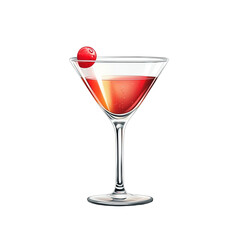 A Cosmopolitan Cocktail:  Refreshing Red Martini with Cherry Garnish