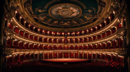 Obraz premium Elegant theater interior with ornate design and lighting.