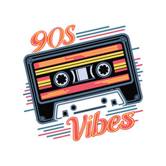 The 90s vibes cassette t-shirt design vector 