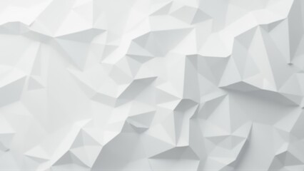 Fototapeta premium Abstract white geometric background with angular facets creating low-poly surface. Clean minimal design with subtle shadows and crystalline patterns in monochromatic palette. 