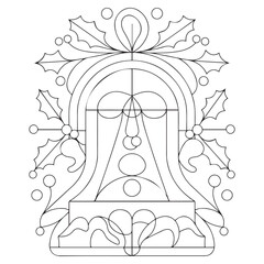 Merry Christmas Bell, Isolated christmas bell sketch icon Vector, christmas bell logo, christmas bell with ribbon white background.