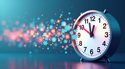 Clock in motion captivating timepiece with colorful sparks studio setting artistic viewpoint concept of time