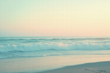 Beautiful beach view with gentle waves and soft pastel colors during sunset, perfect for relaxation...