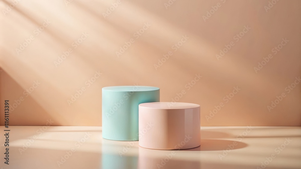 Aufkleber pastel cylinders on a neutral background with soft lighting