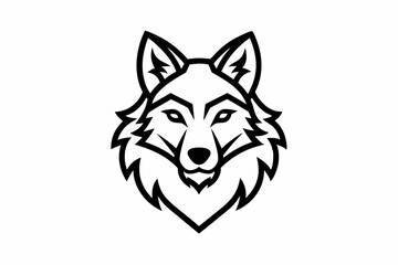 Continuous Line Art Wolf Head Icon ,Wolf head black silhouette Vector illustration. Wolf Head Vintage Logo Stock Vector.