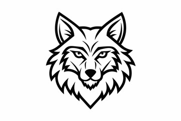 Continuous Line Art Wolf Head Icon ,Wolf head black silhouette Vector illustration. Wolf Head Vintage Logo Stock Vector.