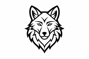 Continuous Line Art Wolf Head Icon ,Wolf head black silhouette Vector illustration. Wolf Head Vintage Logo Stock Vector.