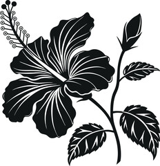 Hibiscus Flower silhouette vector art illustration