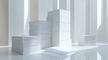 Fototapeta premium Blank business card mockup on white textured background 3d illustration 3d rendering card template