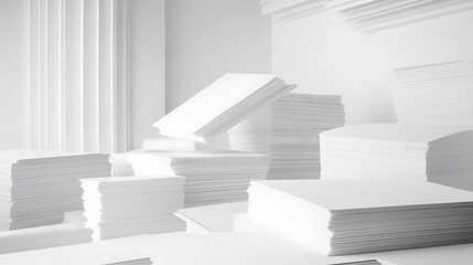 Fototapeta premium Blank business card mockup on white textured background 3d illustration 3d rendering card template