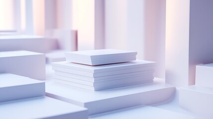 Blank business card mockup on white textured background 3d illustration 3d rendering card template