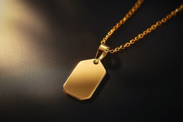 Fototapeta premium Elegant gold pendant necklace on a dark background. Perfect for adding a touch of luxury to your designs.