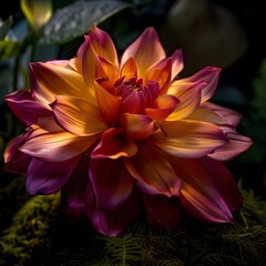 Obraz premium Bright Pink and Yellow Petals Glowing Vividly in Nature's Light