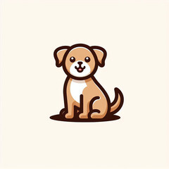 A cute, cartoon-style illustration of a small puppy sitting with a happy expression