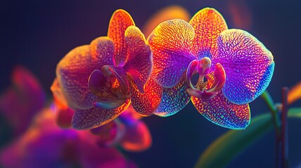 Close-up view of beautiful orchid flower with blurred background