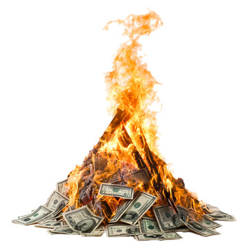Burning Money: A Visual Metaphor of Financial Loss and Waste