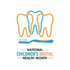 National Children s Dental Health Month vector Banner poster, flyer and background design template. Health banner and social medial template design. Vector illustration. Eps 10.