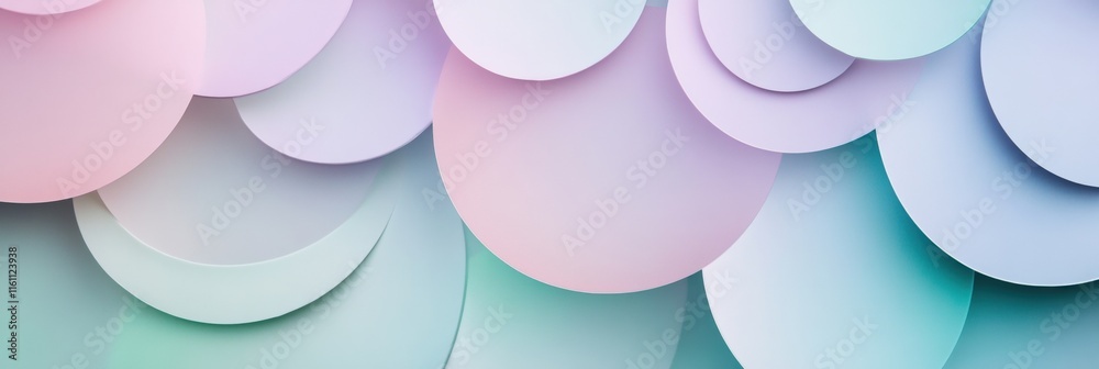 Poster Overlapping pastel circles with soft tones, perfect for creative mock up design and text placement. Generative AI