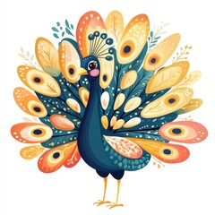 Obraz premium Colorful Vibrant Peacock with Decorative Feathers in Bright Shades