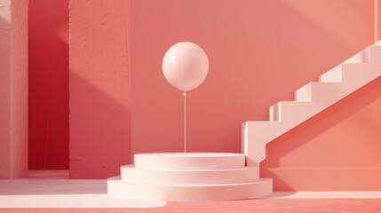 Obraz premium pink podium in valentines background with decorations