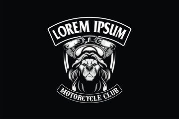 Obraz premium Lion head with v-twin engine vector image template