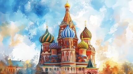 Obraz premium Colorful Architectural Detail of a Historic Building in Russia