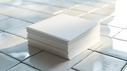 Obraz premium Blank business card mockup on white textured background 3d illustration 3d rendering card template