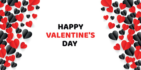 A horizontal banner with a black and read Love Happy Valentine's Day sale design template.