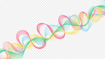 Fototapeta premium Abstract Colorful Wave Lines Pattern On Transparent Background. Modern Banner. Technology Wallpaper. Vector Illustration. Minimalist