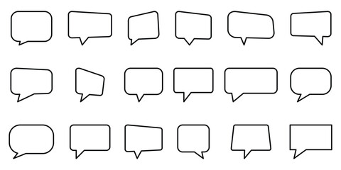 Obraz premium Speech bubble outline icon set on white background.
