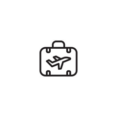 Suitcase with plane. Travel. Airplane travel. Flight and luggage. Suitcase icon with an airplane, representing travel or vacations. Air travel.