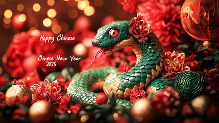 Fototapeta premium Red background for Chinese New Year, Year of the Snake with text in the center in big bold letters 