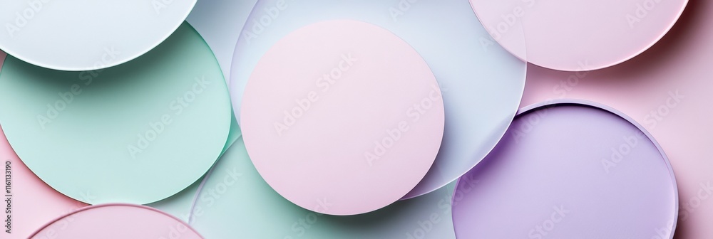 Poster abstract overlapping circles in pastel tones creating a soft and inviting copy space for creative pr