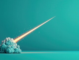 Dynamic shooting star symbolizing dreams and aspirations, 3D illustration