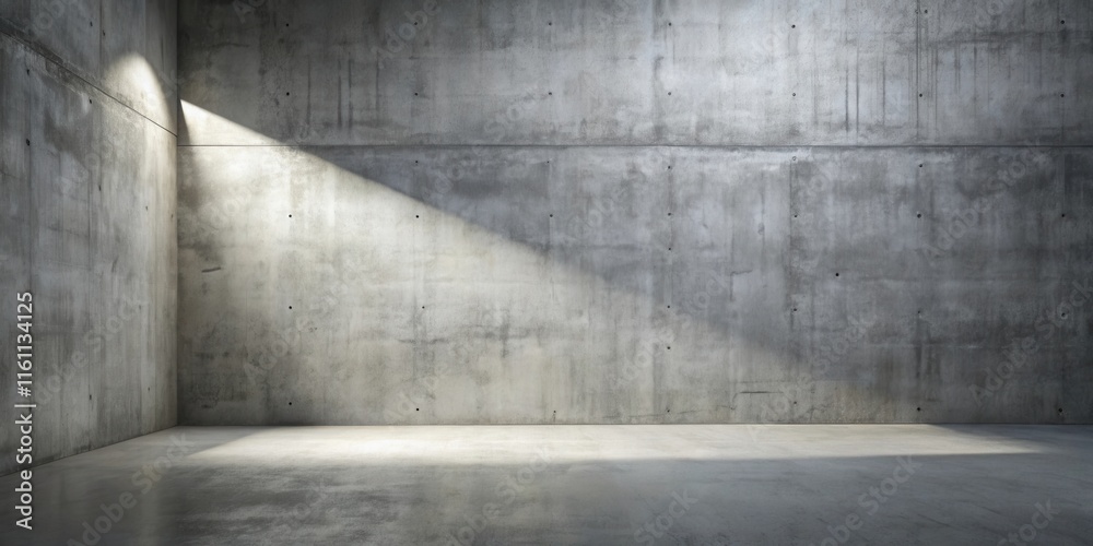 Aufkleber a single beam of sunlight illuminates a minimalist concrete room, casting long shadows on the floor 