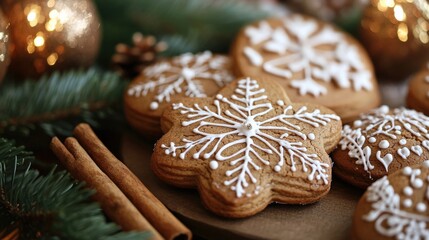 Baking festive gingerbread cookies for the holidays home kitchen food art cozy atmosphere close-up christmas spirit