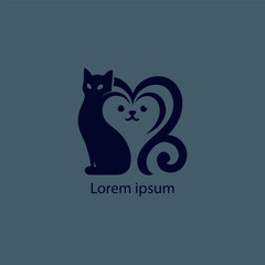 A simple, minimalist logo featuring a stylized purple cat and dog sitting closely together, 
