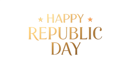 Elegant Republic Day golden text isolated on white background as transparent. PNG.AI GENERATED