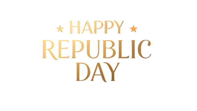Elegant Republic Day golden text isolated on white background as transparent. PNG.AI GENERATED