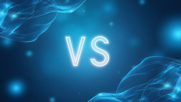 Verses vs blue background for fight battle technology competition with abstract glowing waves