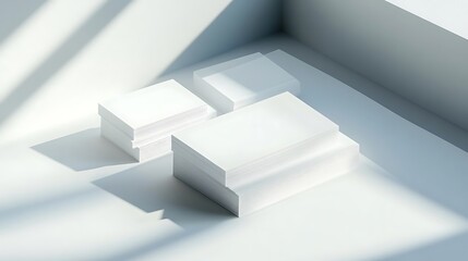 Blank business card mockup on white textured background 3d illustration 3d rendering card template