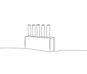 Chemical beaker, test tubes, volumetric flask, beaker, chemistry lessons one line art. Continuous line drawing of knowledge, cognition, school, education university