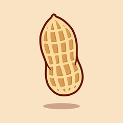 Peanut cartoon illustration. premium cartoon vector icon illustration. food object icon isolated