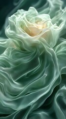 Abstract Sage Green Silk Drapery Elegant Swirling Fabric Texture