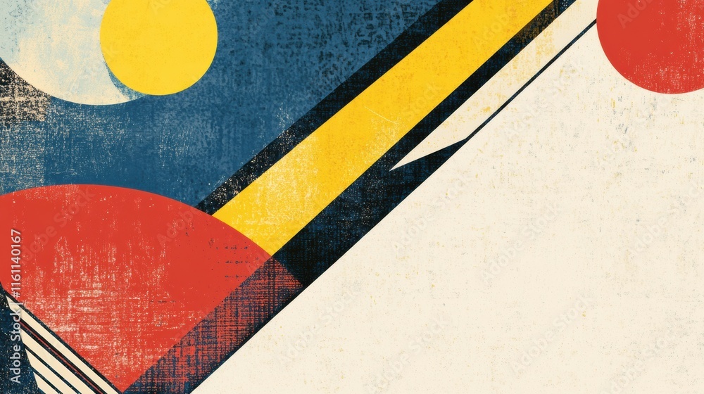 Aufkleber Retro risograph artwork featuring abstract shapes and colors with ample copy space for text. Generative AI