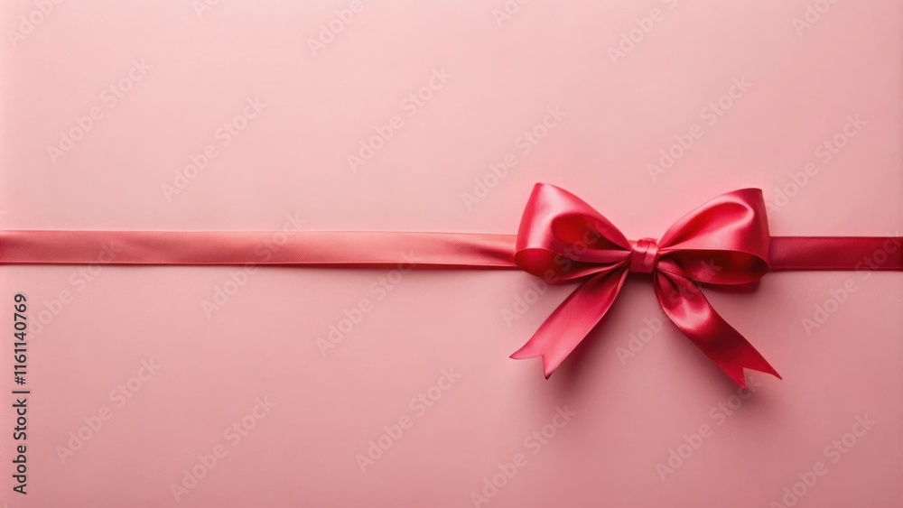 Aufkleber A single satin ribbon bow tied in a classic style, displayed on a soft pink background, creating a simple yet elegant visual