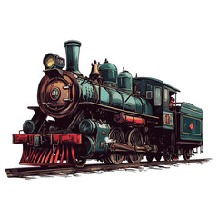 Vintage Steam Locomotive Illustration