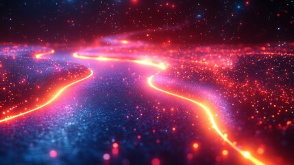 Fototapeta premium Neon Abstract Waves Creating Vibrant Energy in Stunning Futuristic Background
