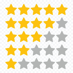 Five star rating, positive feedback icon. Customer review with five stars. Service satisfaction, quality, good rate vector illustration. rating review flat icon set.
