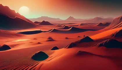Fotobehang mars space landscapes concept, the martian surface, the red sand dune © MHC_Design